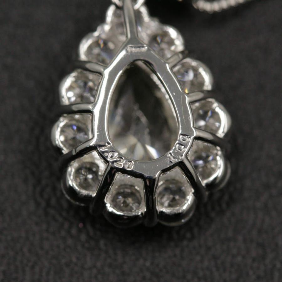 最終値下】【新品】ペアシェイプ・取り巻き・17P・ダイヤネックレス