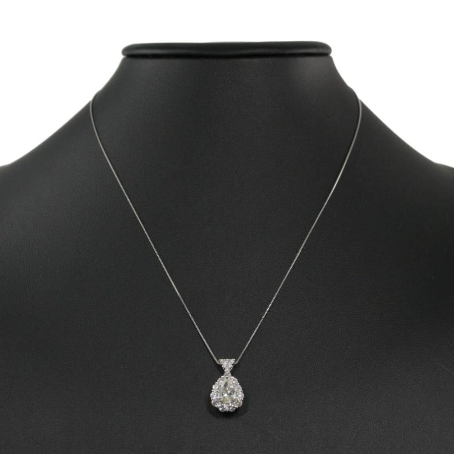 9/美品 Pt850×Pt900 ペアシェイプ ダイヤ0.416ct ネックレス 最終値下】【新品】ペアシェイプ・取り巻き・17P・ダイヤネックレス