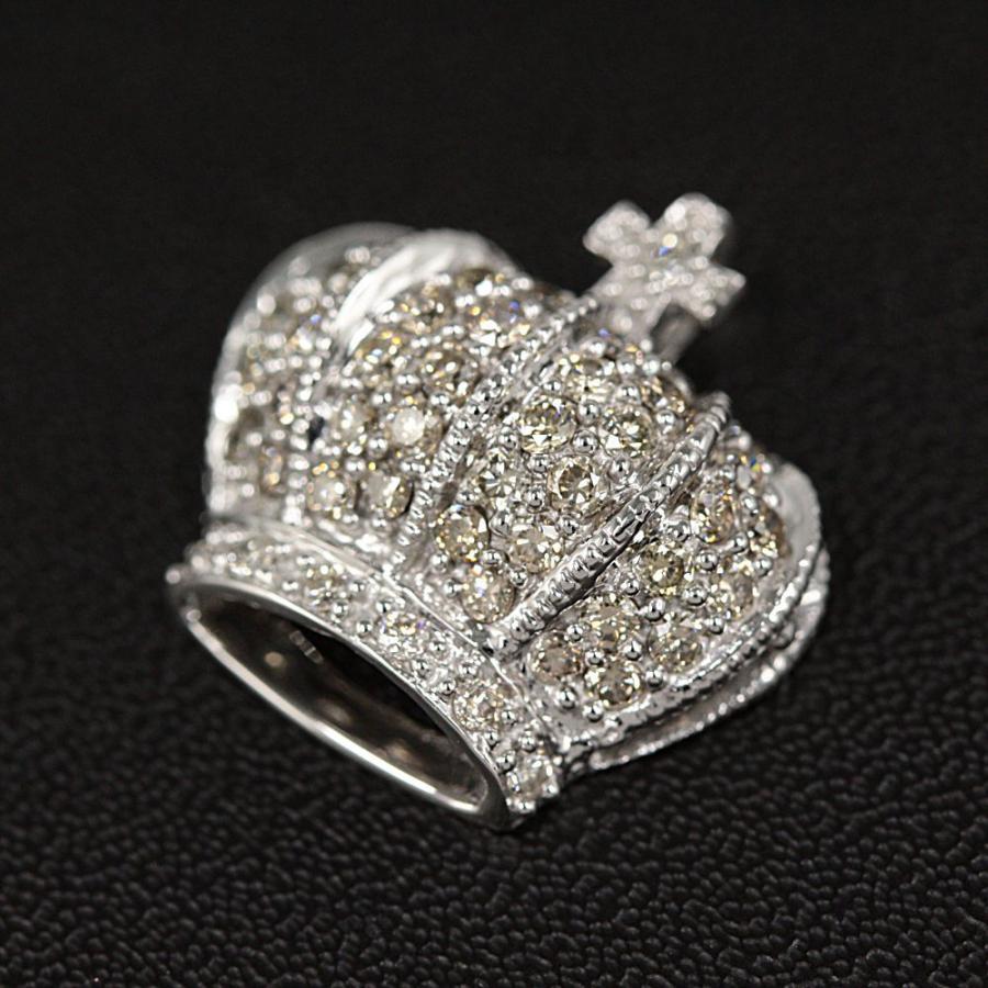 笠原真寿美K18WG ダイヤモンド王冠モチーフペンダントトップ