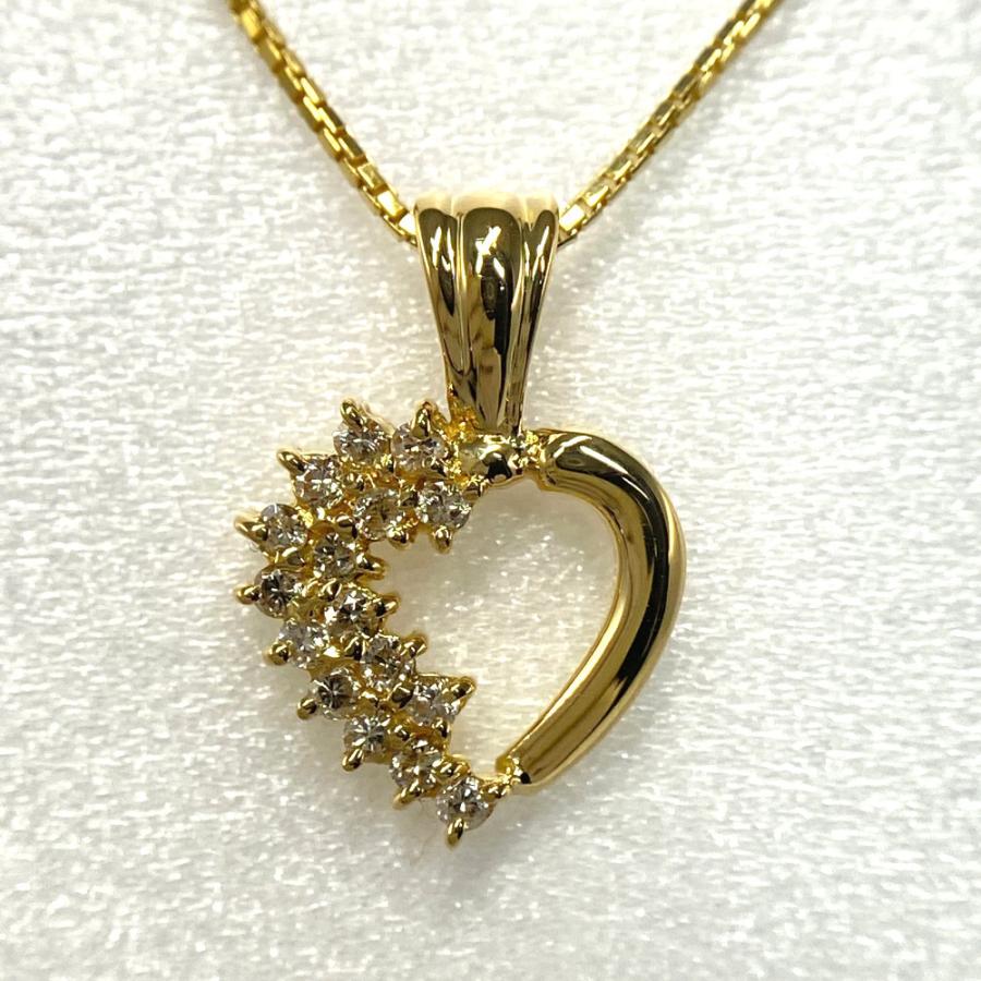 最終価格　K18 ダイヤモンドネックレス ジュエリーマキ 0.18 ジュエリーマキ ハートモチーフ・ダイヤモンドネックレス