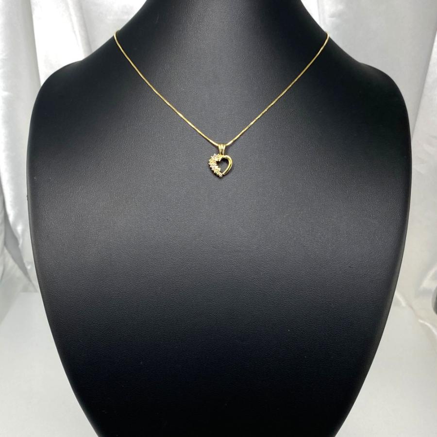 最終価格　K18 ダイヤモンドネックレス ジュエリーマキ 0.18 ジュエリーマキ ハートモチーフ・ダイヤモンドネックレス