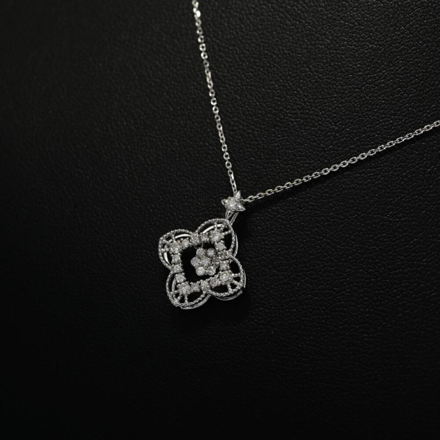 アクセサリー K18 WG 0.3 0.3ct/スウィングモチーフ・ダイヤモンド ネックレス・ペンダント