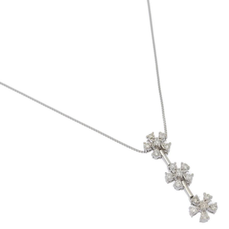 0.5ct/フラワーモチーフ ダイヤモンド ネックレス・ペンダント/K18WG 