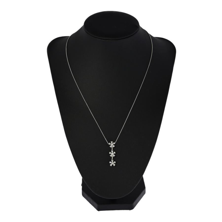 0.5ct/フラワーモチーフ ダイヤモンド ネックレス・ペンダント/K18WG 