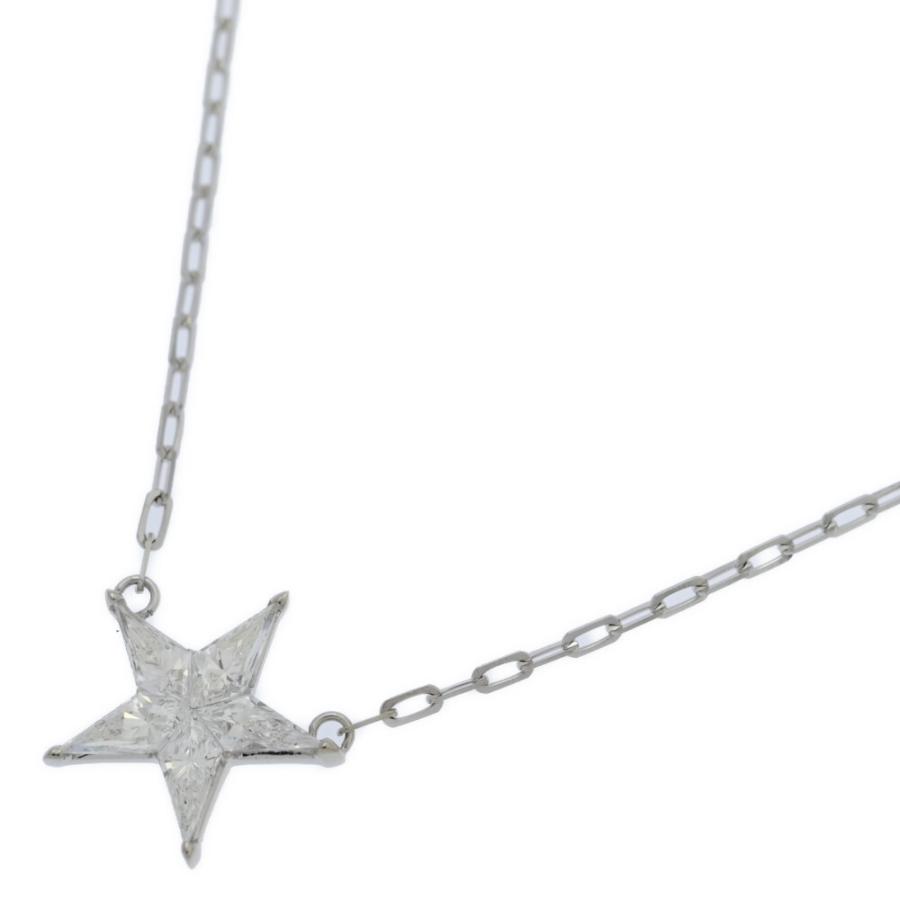 0.72ct/Italy製・スターモチーフ 星 ダイヤモンド ネックレス/K18(WG無 