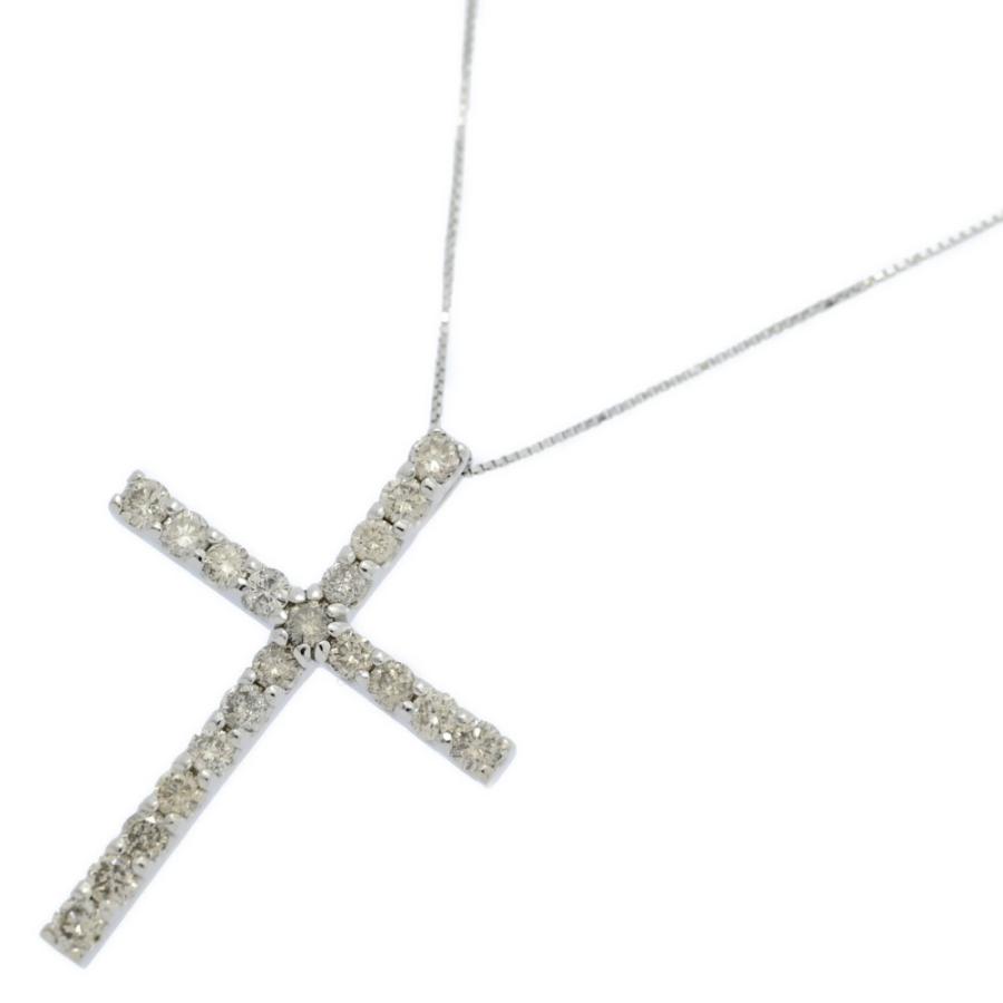 1ct/クロスモチーフ・ダイヤモンド ネックレス・ペンダント/K14WG/585