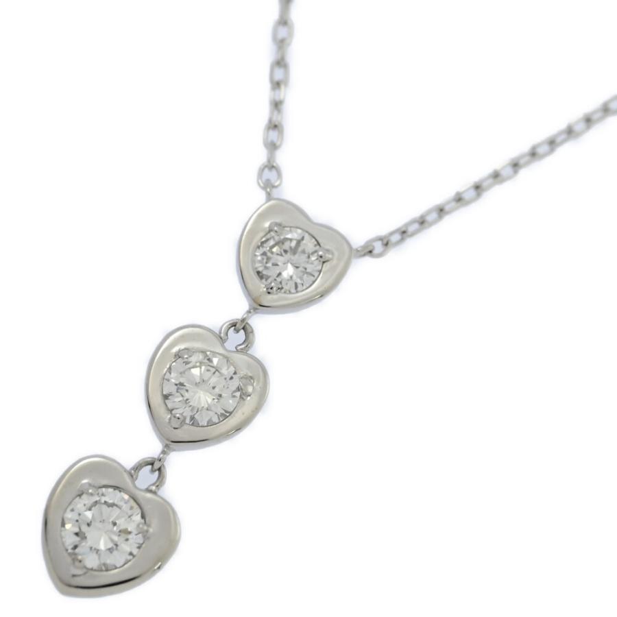 0.506ct/FD:0.16ct/ハートモチーフ 3P・ダイヤモンド ネックレス/K18WG 