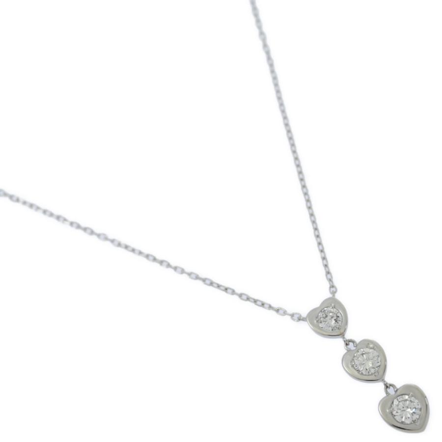 0.506ct/FD:0.16ct/ハートモチーフ 3P・ダイヤモンド ネックレス/K18WG 