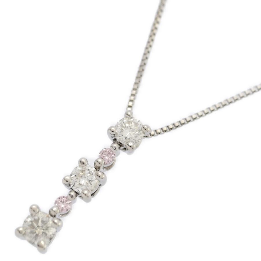 アクセサリー K18 WG 0.3 0.03ct/FD:0.3ct/ダイヤモンド ピンクダイヤモンド 2p ネックレス