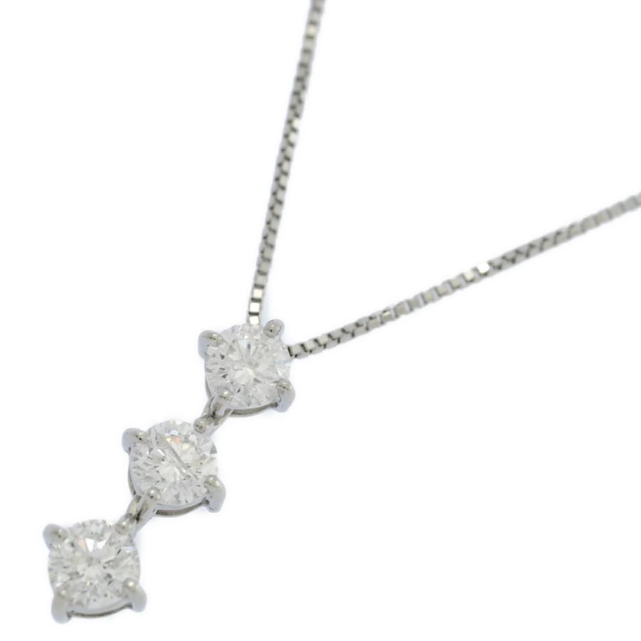 ダイヤ ネックレス Pt900/Pt850 3.3g 1.0 1ct/トリロジー・ダイヤモンド ネックレス・ペンダント/Pt900-Pt850