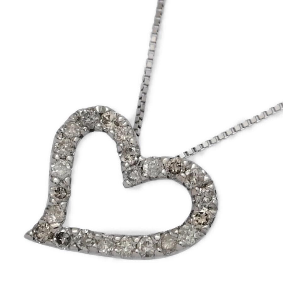 0.2ct/ハートモチーフ ダイヤモンド ネックレス・ペンダント/K14WG/585