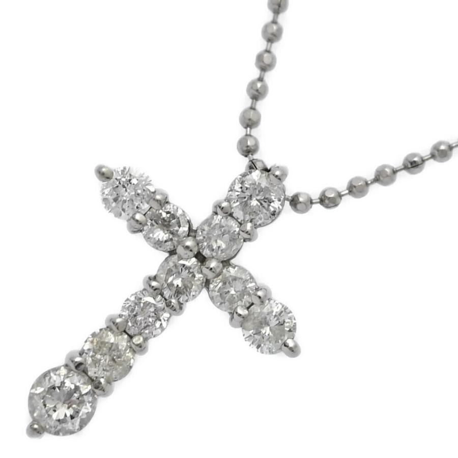 0.5ct/クロスモチーフ 10P ダイヤモンド ネックレス ペンダント/Pt900