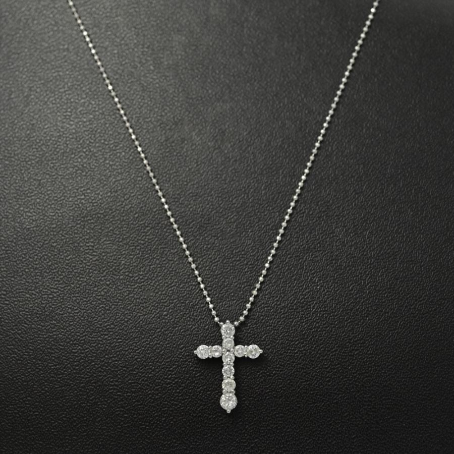 0.5ct/クロスモチーフ 10P ダイヤモンド ネックレス ペンダント/Pt900