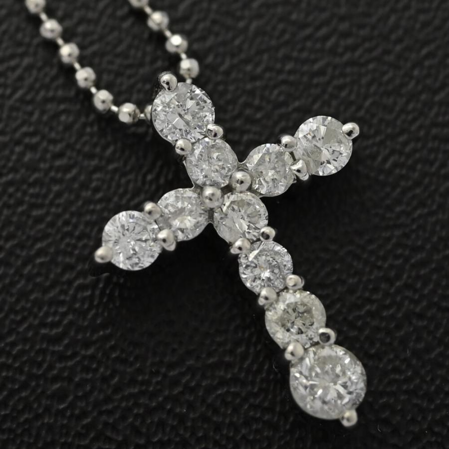 0.5ct/クロスモチーフ 10P ダイヤモンド ネックレス ペンダント/Pt900