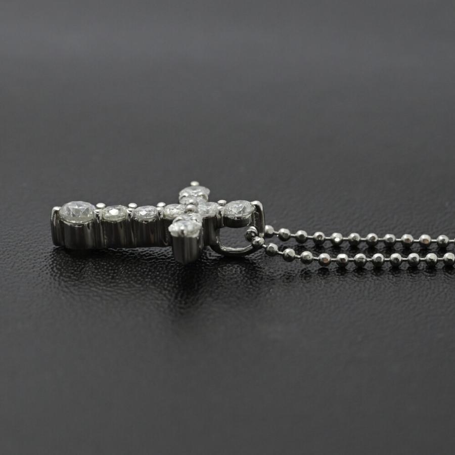 0.5ct/クロスモチーフ 10P ダイヤモンド ネックレス ペンダント/Pt900