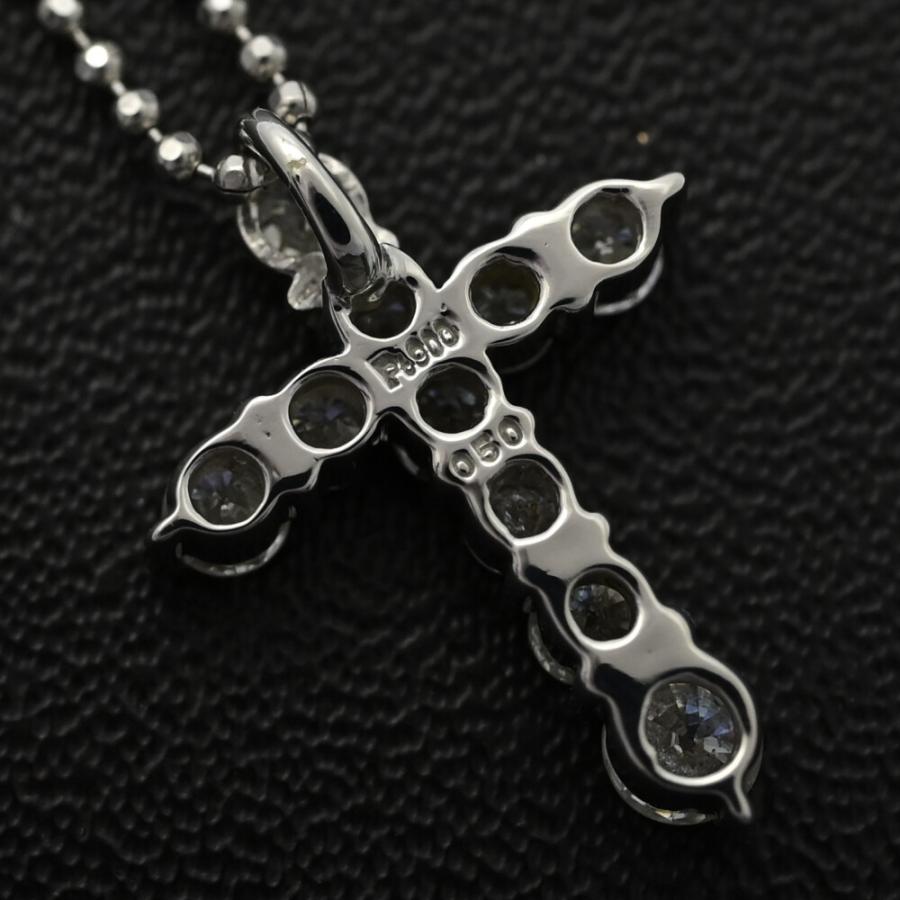 0.5ct/クロスモチーフ 10P ダイヤモンド ネックレス ペンダント/Pt900