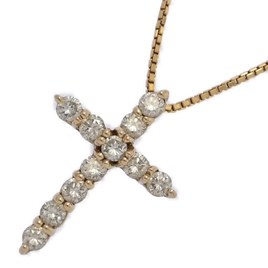 0.37ct/クロスモチーフ・ダイヤモンド ネックレス ペンダント/K18PG