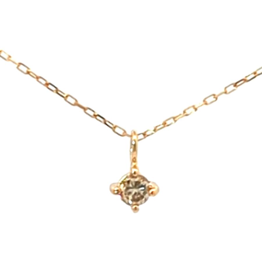 0.05ct シエナロゼ ダイヤモンド シンプルデザイン ネックレス 