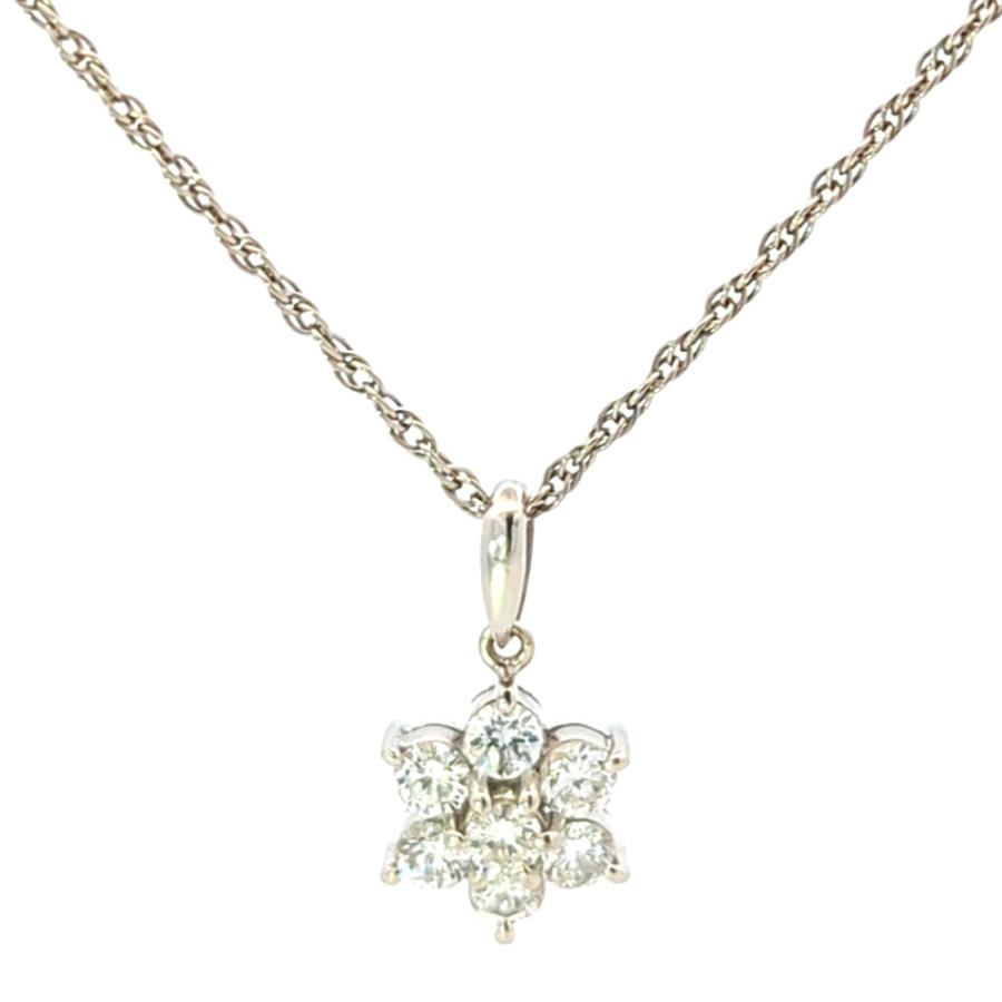 1ct フラワーモチーフ 7粒 ダイヤモンド ネックレス ペンダント Pt900 