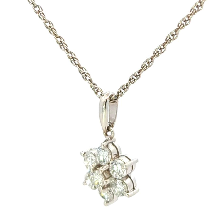 1ct フラワーモチーフ 7粒 ダイヤモンド ネックレス ペンダント Pt900