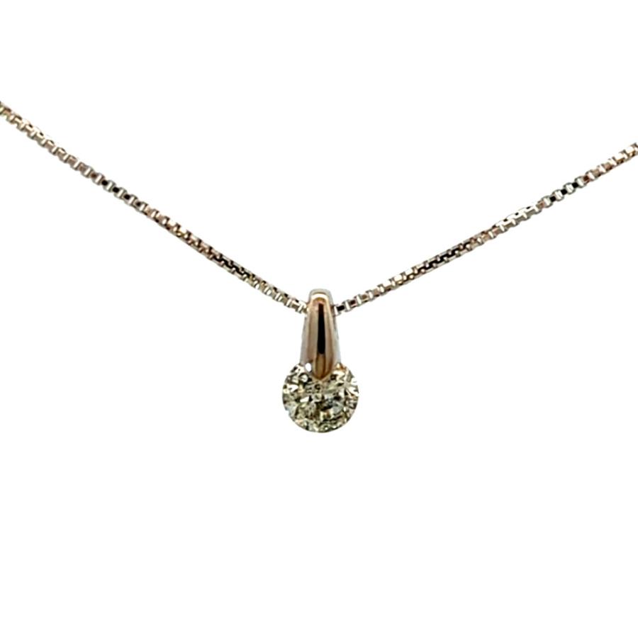 美品 0.26ct 1粒 ダイヤモンド シンプル ネックレス ペンダント K18WG 
