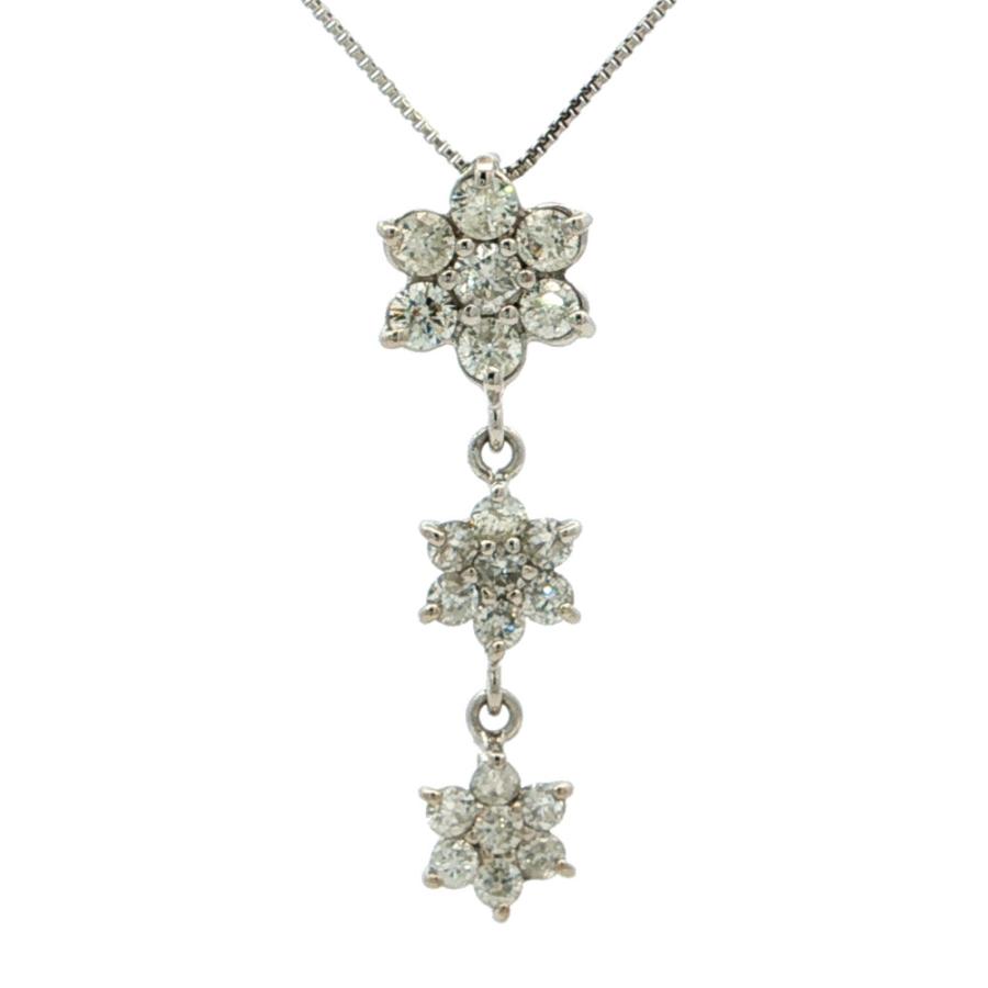 0.81ct フラワーモチーフ ダイヤモンドネックレス ペンダント K18WG