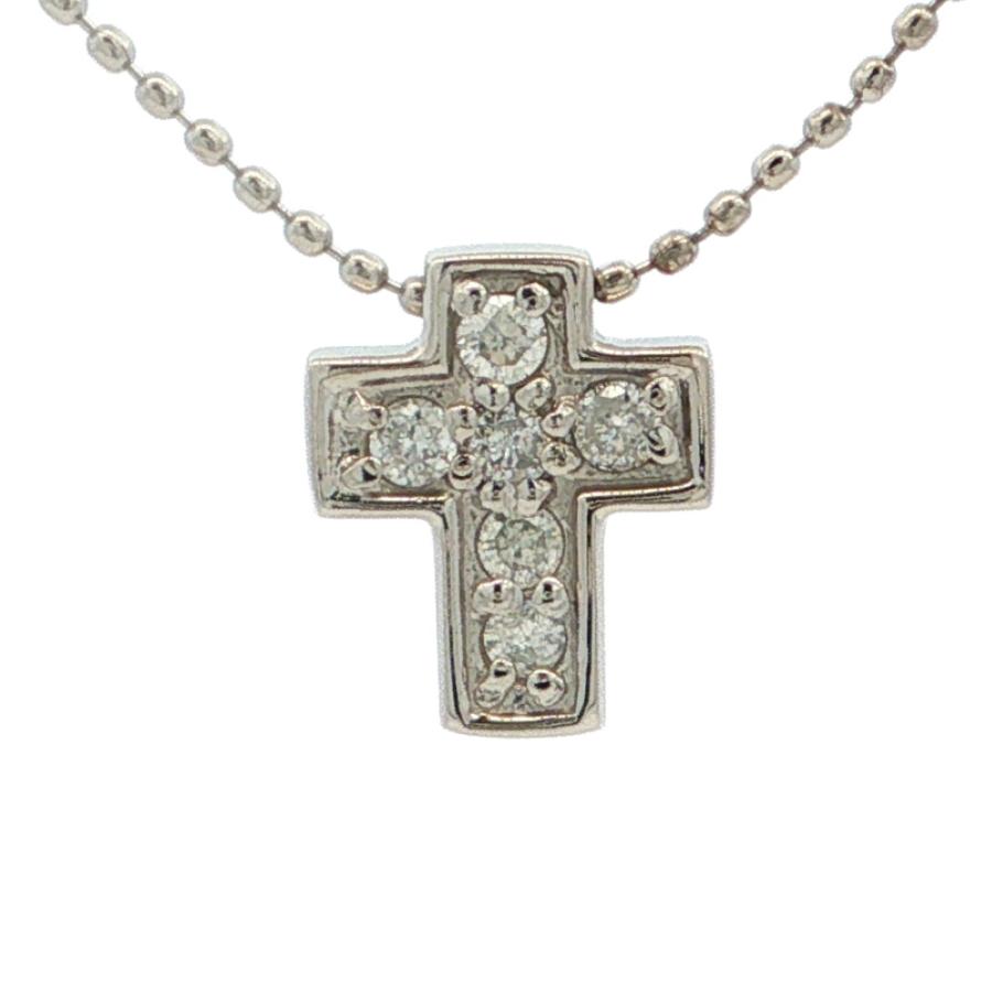 pt850 クロスモチーフ ネックレストップ 未使用 0.12ct シンプルライン クロスモチーフ 6P ダイヤモンドネックレス