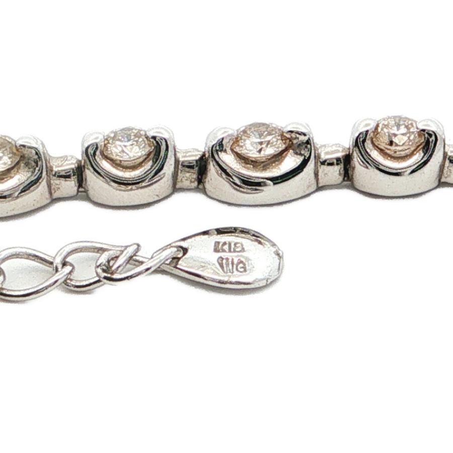 K18WG(750)ダイヤ・ネックレス0.18・0.01二段 1.03ct ダイヤモンドネックレス ンダント K18WG/750-15.2g ホワイト
