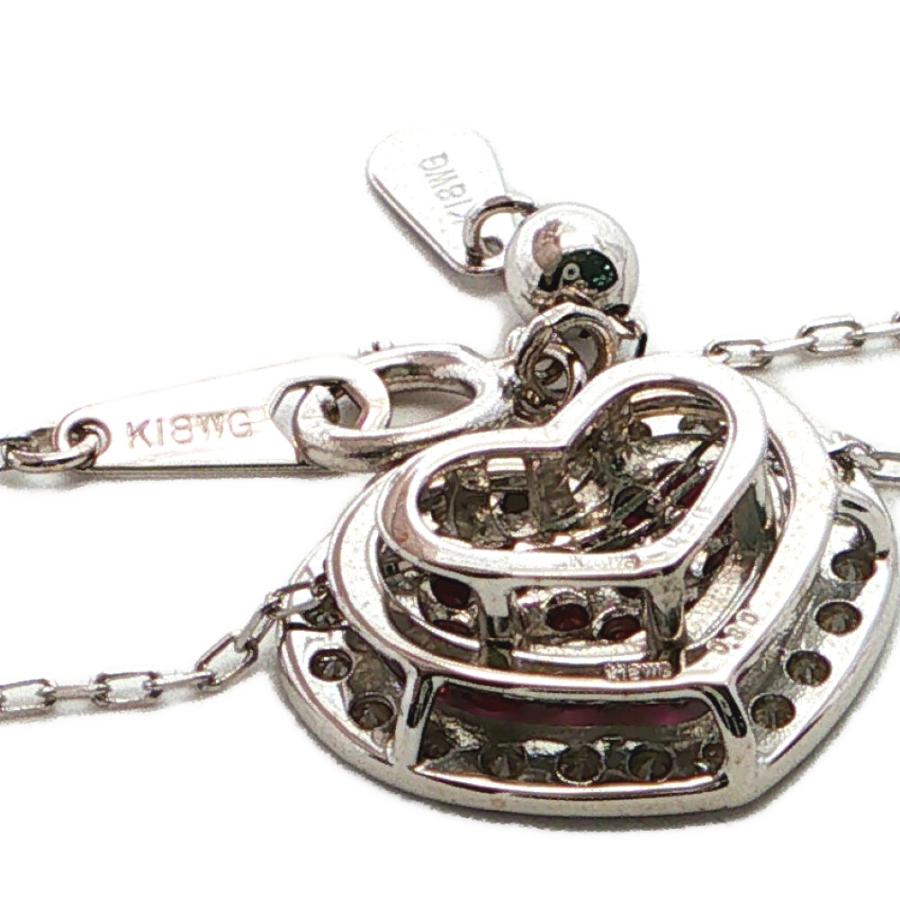 FD:0.3ct ハートモチーフ ルビーネックレス ダイヤモンド ペンダント 