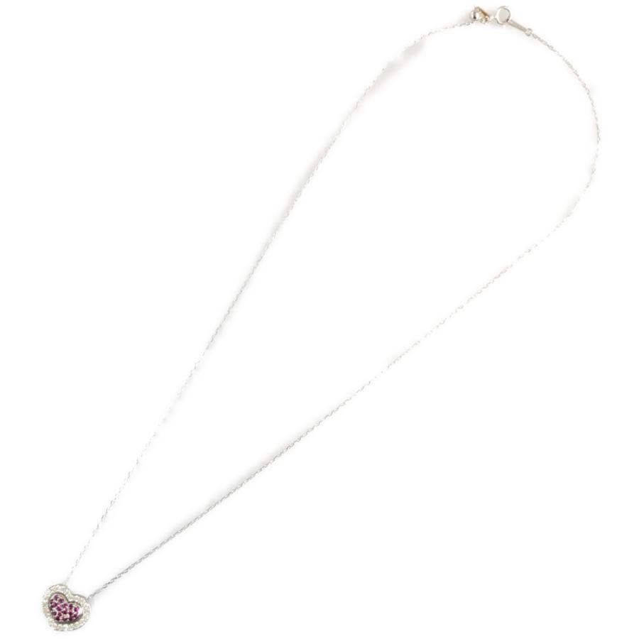 FD:0.3ct ハートモチーフ ルビーネックレス ダイヤモンド ペンダント 