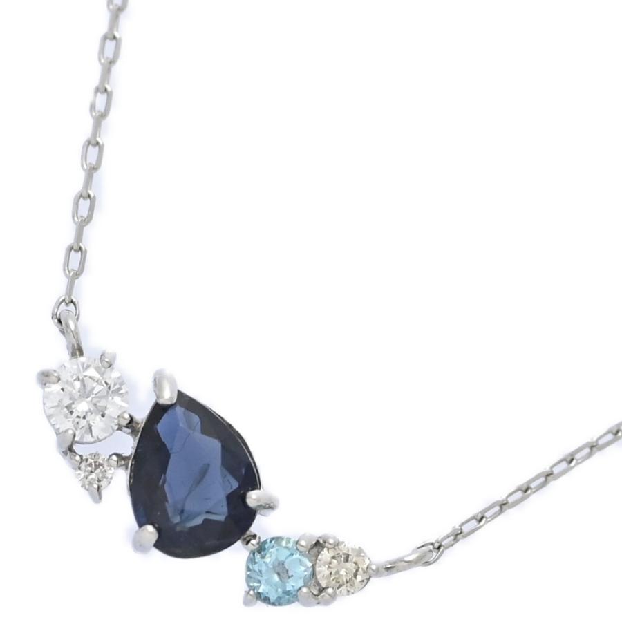 美品 1点モノ SA0.02ct サファイア ブルートパーズ CZ ネックレス 