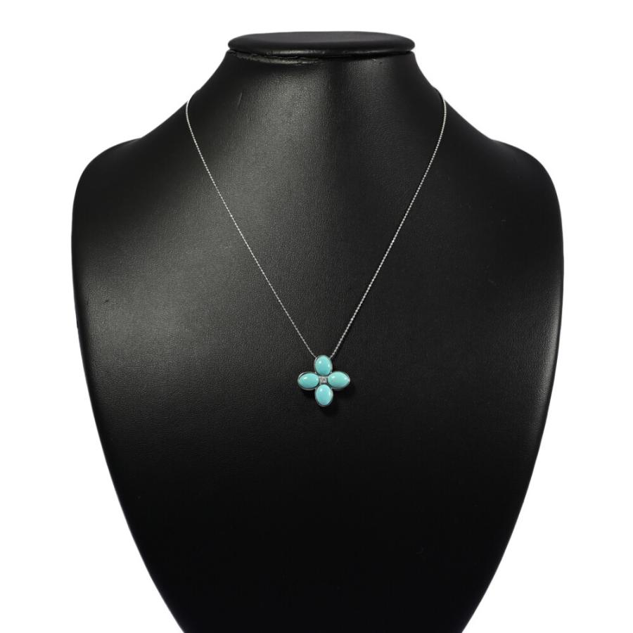 TU5ct/FD:0.05ct/フラワーモチーフ ターコイズ トルコ石 ネックレス