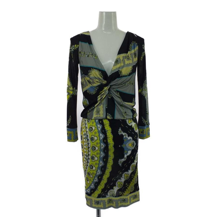 エミリオプッチ 長袖・Vネック・幾何学柄 ペンシルライン