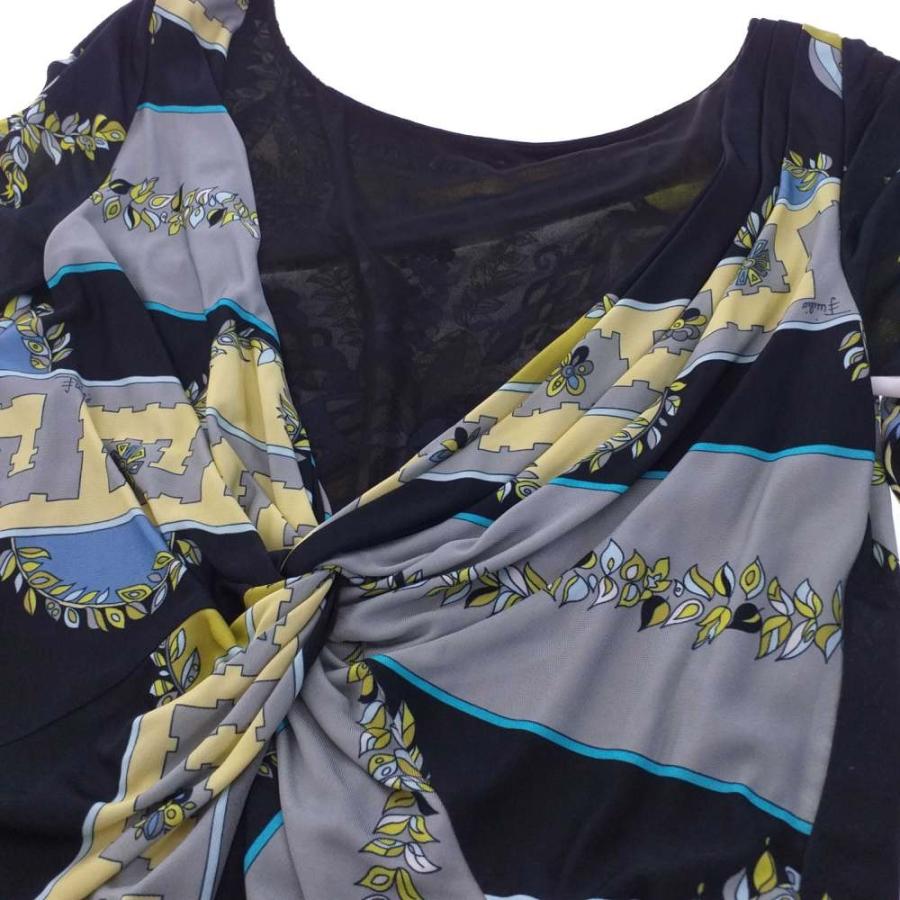 EMILIO PUCCI Vネック 長袖ワンピース EMILIO PUCCI エミリオプッチ ビジューUネックドレスワンピース