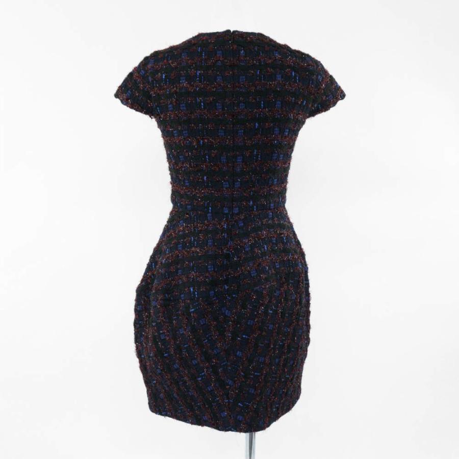 美品】YOKO CHAN ラメツイードバルーンワンピースドレス ネイビー S