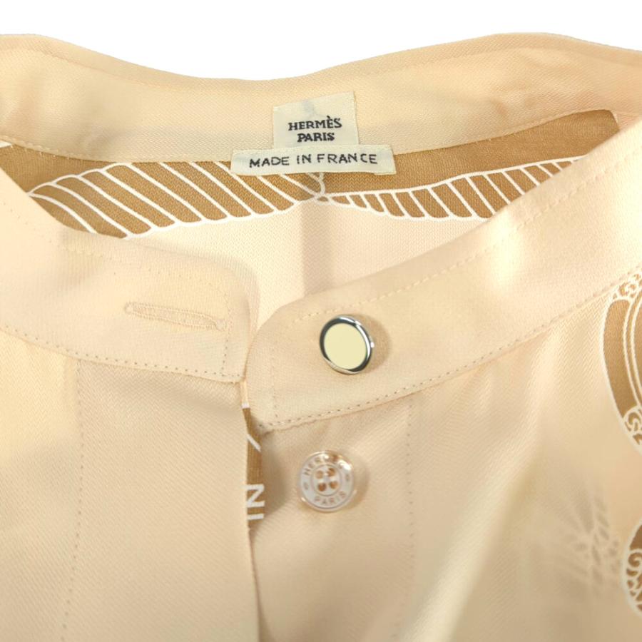 HERMES エルメス シルク ツイルレーヌ ワンピース バンドカラー