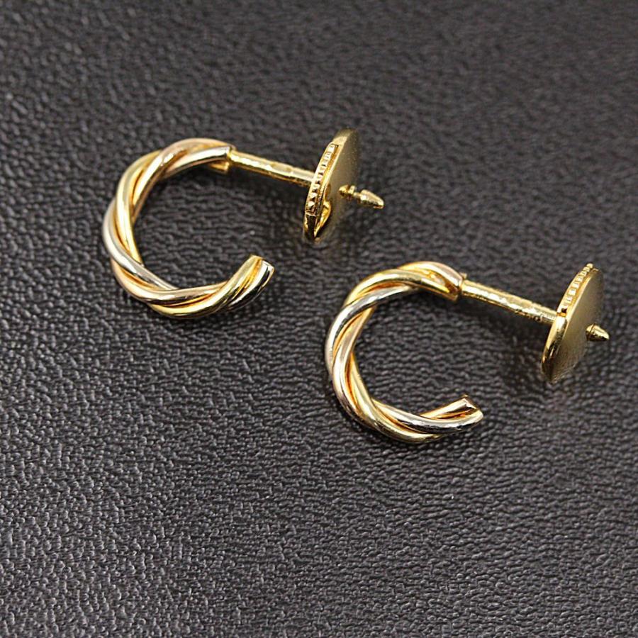 Cartier カルティエ トリニティツイストフープピアス/K18YG WG Cartier カルティエ トリニティツイストフープピアス/K18YG WG