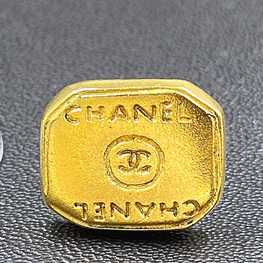 CHANEL シャネル ココマークプレートピアス-5.1g/ゴールド