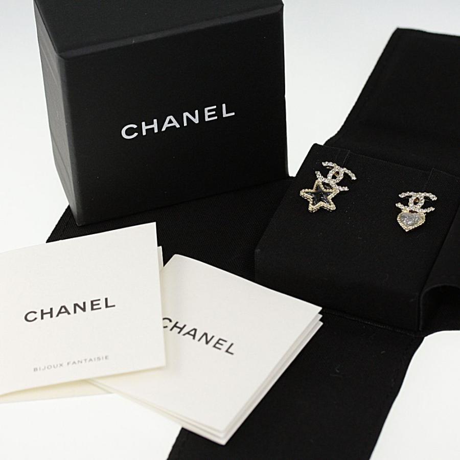 【希少】シャネル　ココマーク　ラインストーン　ハート&スター　ピアス　A20S 希少】シャネル ココマーク ラインストーン ハート&スター