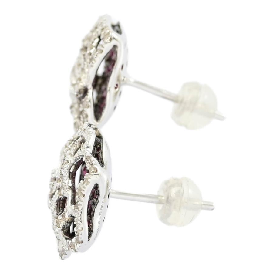 0.30ct/FD:0.70ct/ローズモチーフ/薔薇 ダイヤモンド ルビーピアス 
