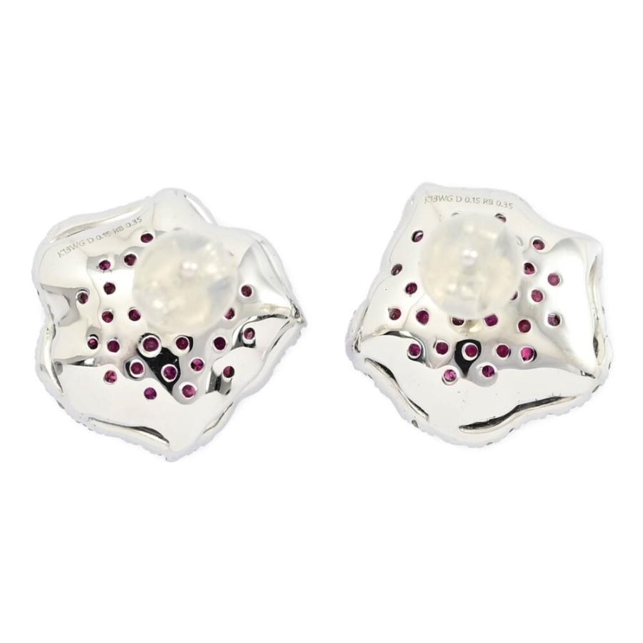 0.30ct/FD:0.70ct/ローズモチーフ/薔薇 ダイヤモンド ルビーピアス 