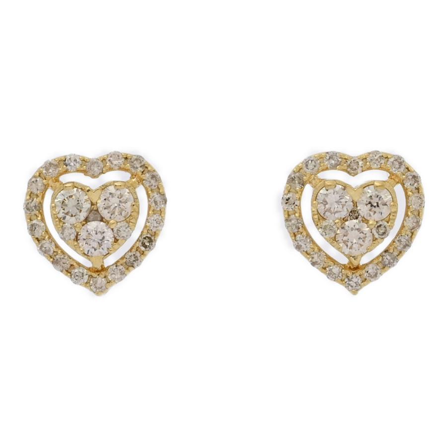 0.3ct/0.3ct/ペアスタッド ハートモチーフ・Light Brown ダイヤモンド 