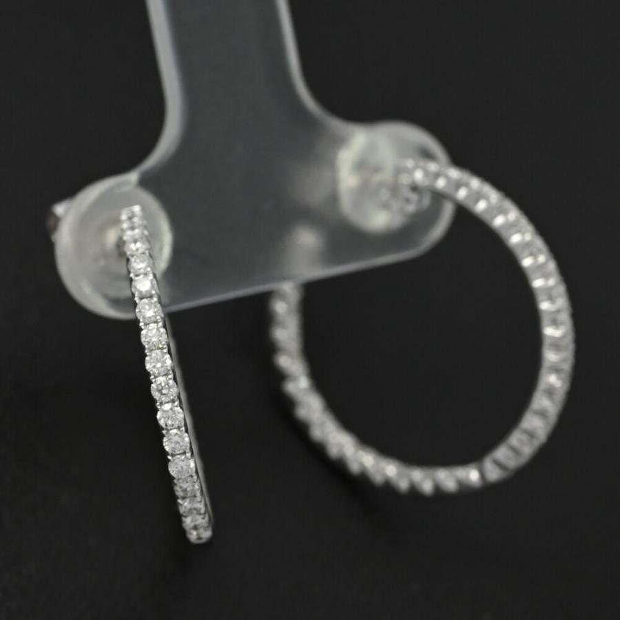 0.7ct/ダイヤモンド フープ・ピアス/K18WG/750-3.6g/ホワイトゴールド