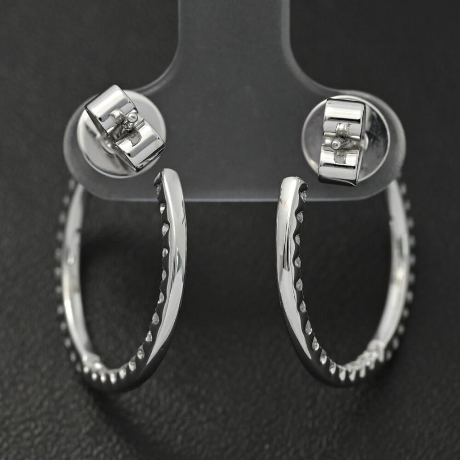 0.7ct/ダイヤモンド フープ・ピアス/K18WG/750-3.6g/ホワイトゴールド