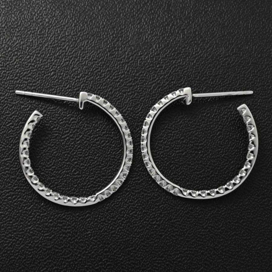 0.7ct/ダイヤモンド フープ・ピアス/K18WG/750-3.6g/ホワイトゴールド