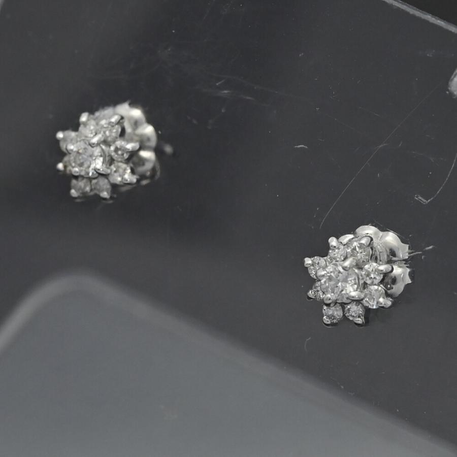 0.07ct/FD:0.07ct/フラワーモチーフ・ダイヤモンド ピアス/K14WG/585