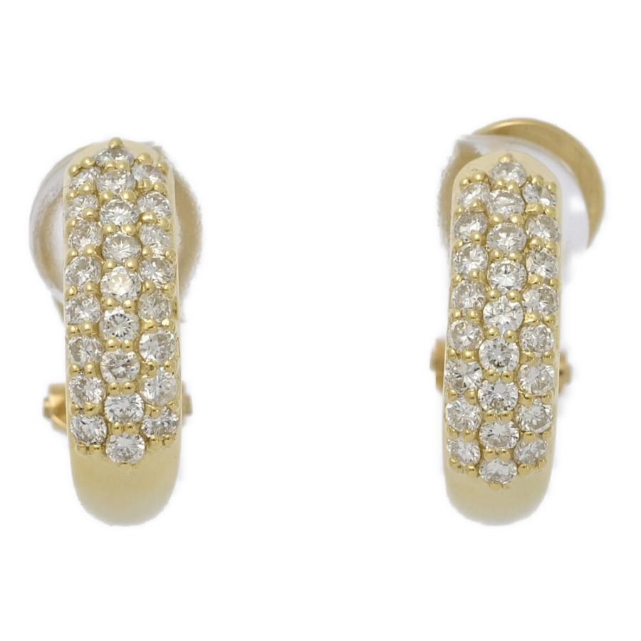 美品 0.5ct FD:0.5ct パヴェセッティング ダイヤモンド ピアス/K18YG 