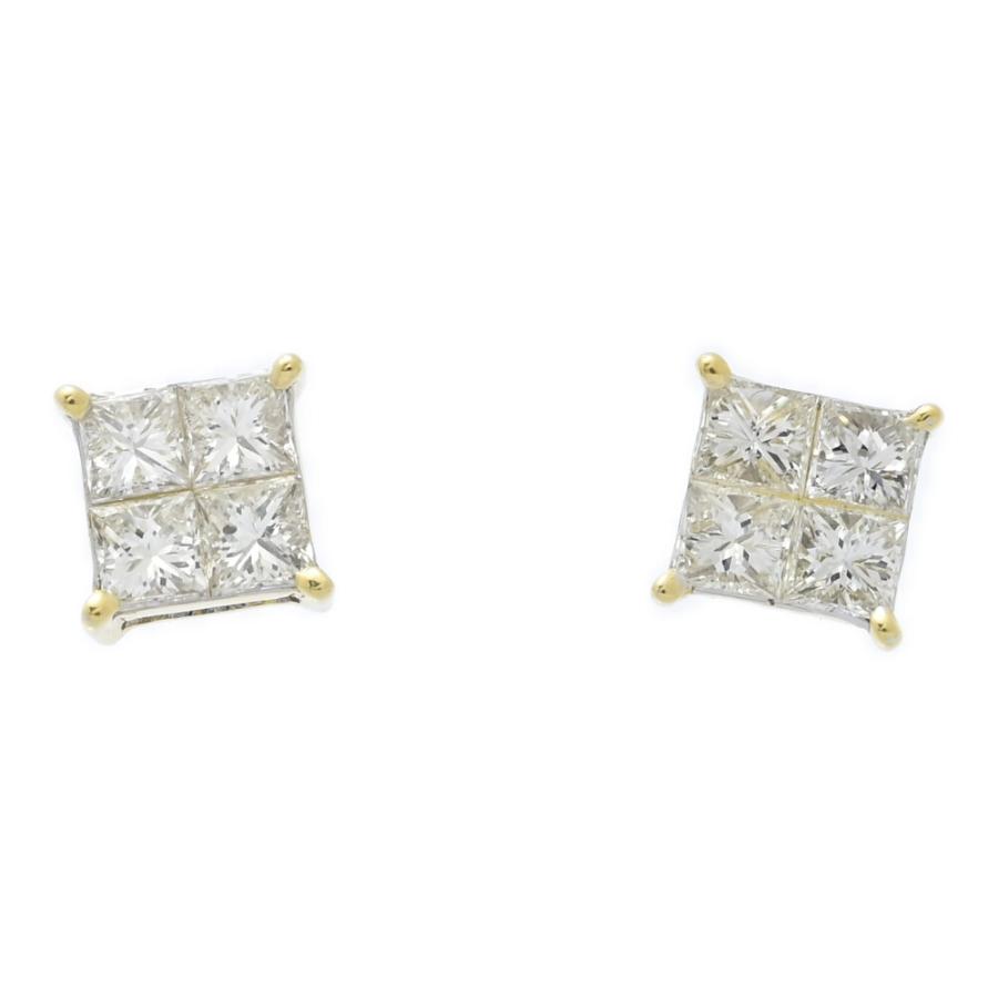 美品 1点モノ 0.58ct プリンセスカット ダイヤモンド ピアス K18YG/750 