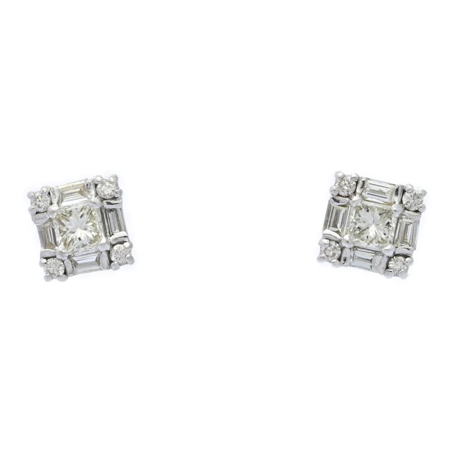 美品 0.2ct プリンセスカット ダイヤモンド シンプルデザイン ペア 