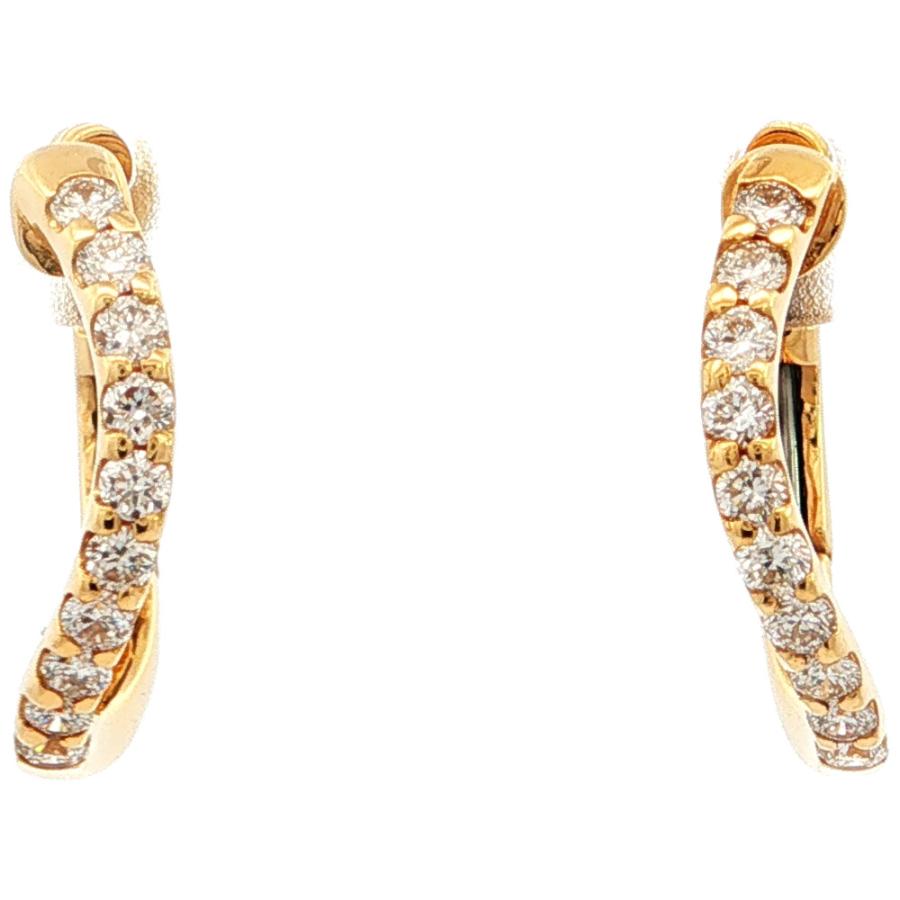 0.18ct フープ ダイヤモンド ダイヤモンドピアス K18YG/750-3.2g 